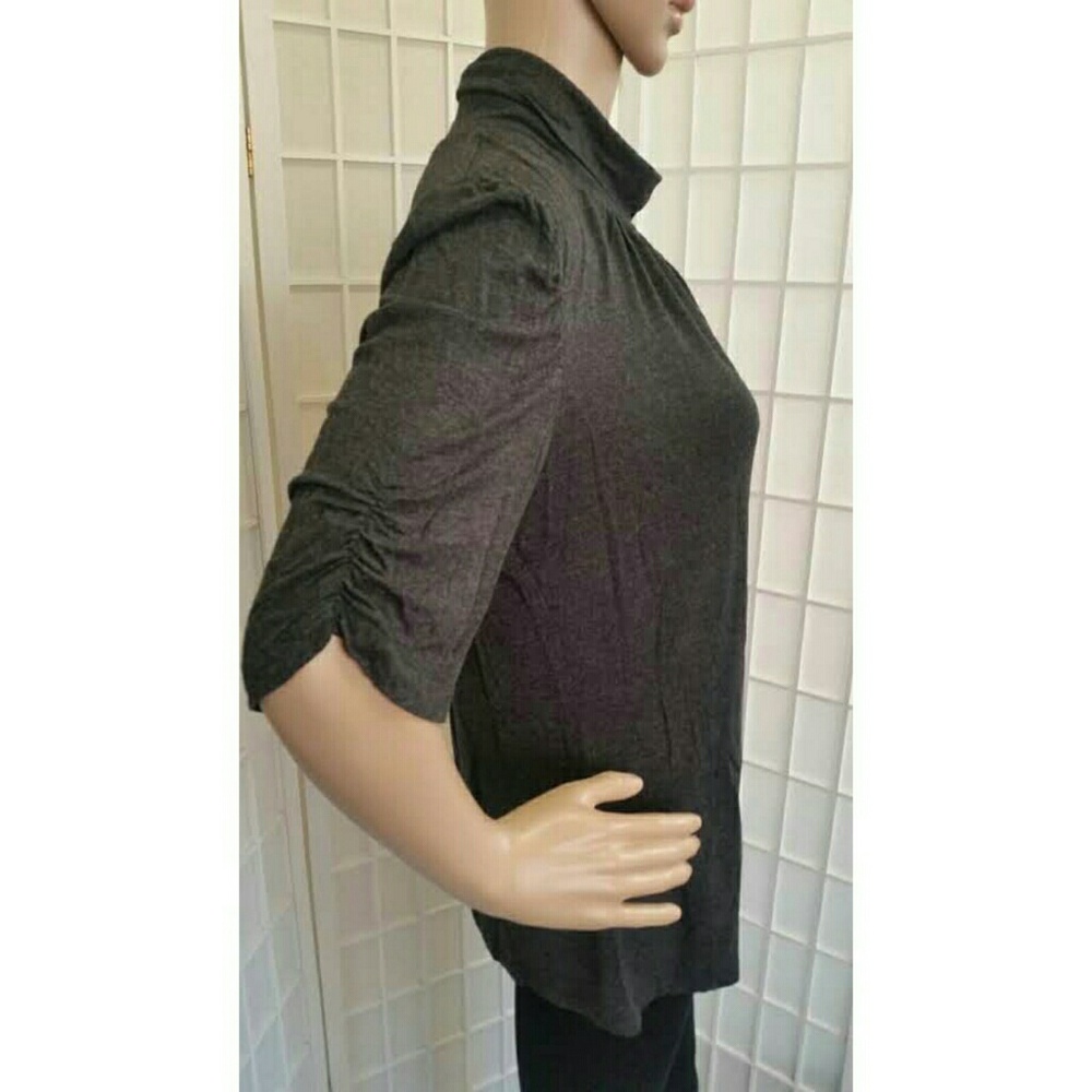 Dark gray grey top shirt 3/4 sleeve - Picture 2 of 8